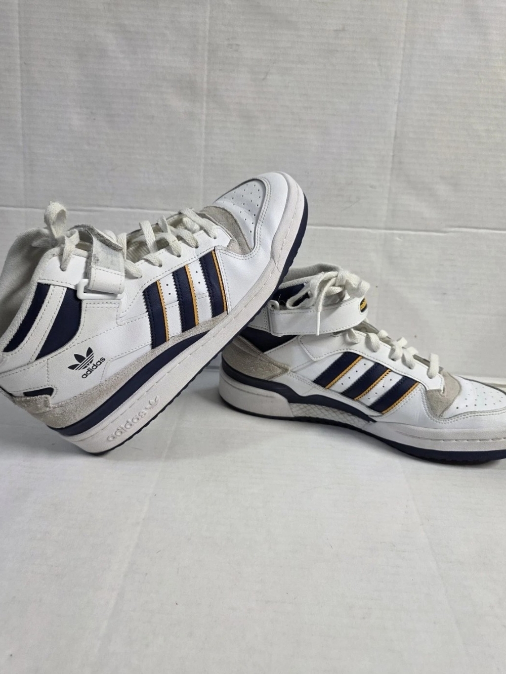 Adidas Forum Mid High Top Sneakers Women's Size 11 White Navy Yellow GW4372